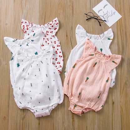 Baby Girls / Boys White Print Romper (Age 6m-24m)