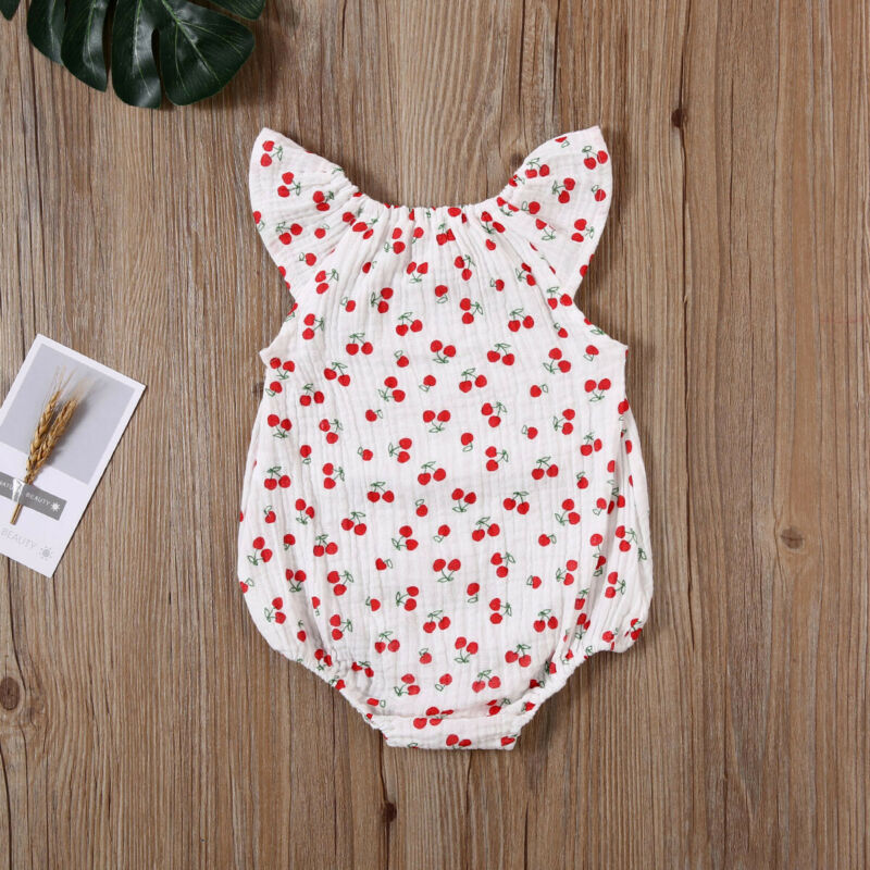 Baby Girls / Boys White Print Romper (Age 6m-24m)