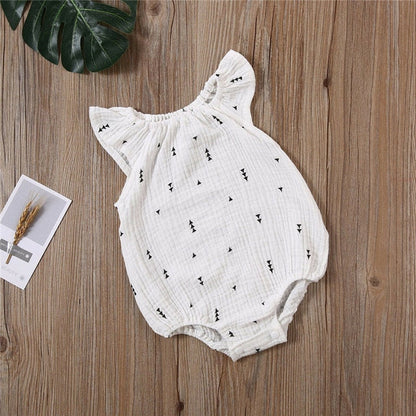 Baby Girls / Boys White Print Romper (Age 6m-24m) White Triangle