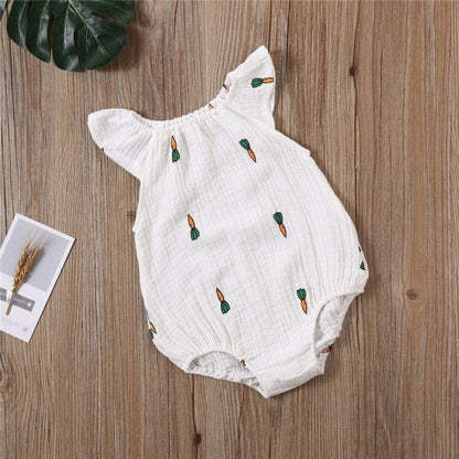 Baby Girls / Boys White Print Romper (Age 6m-24m) White Carrot