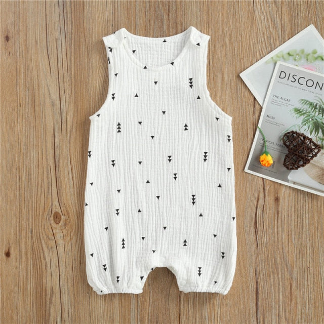 Baby Girls / Boys White Print Romper (Age 6m-24m) White-Triangle