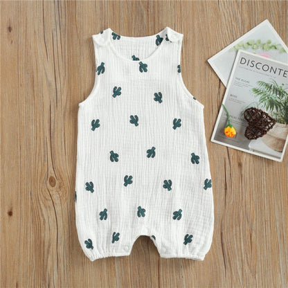 Baby Girls / Boys White Print Romper (Age 6m-24m) White-Cactus