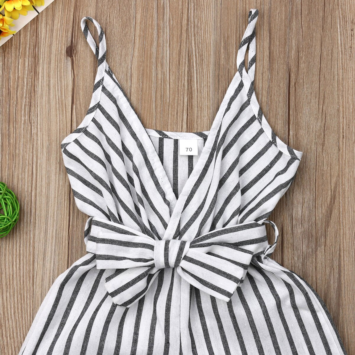 Baby Girls Black & White Stripe Romper (Age 6M-24M)