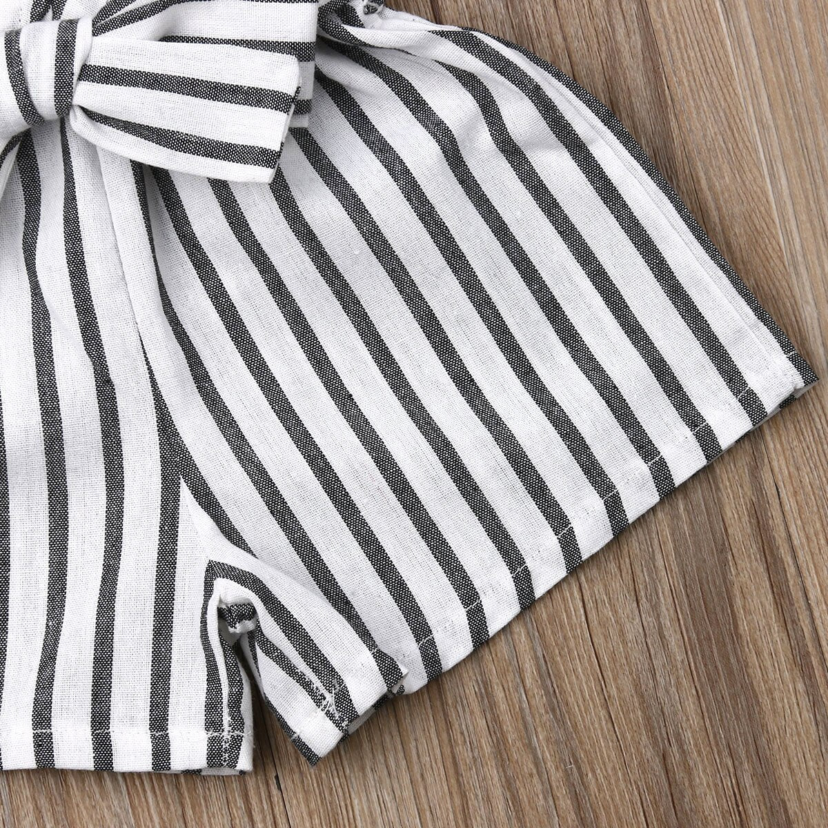 Baby Girls Black & White Stripe Romper (Age 6M-24M)