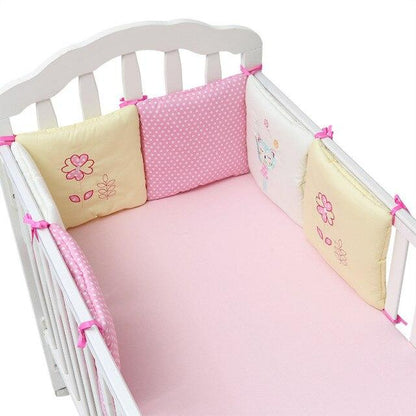 Baby Crib & Cot Bumper Set - 6 Pack Cat and Flower