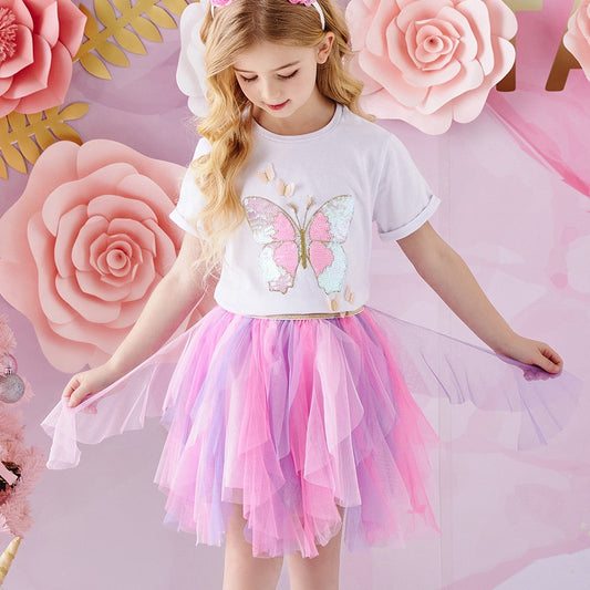 Girls Pink Ruffle Tulle Tutu Skirt (Age 3-8yrs) Pink