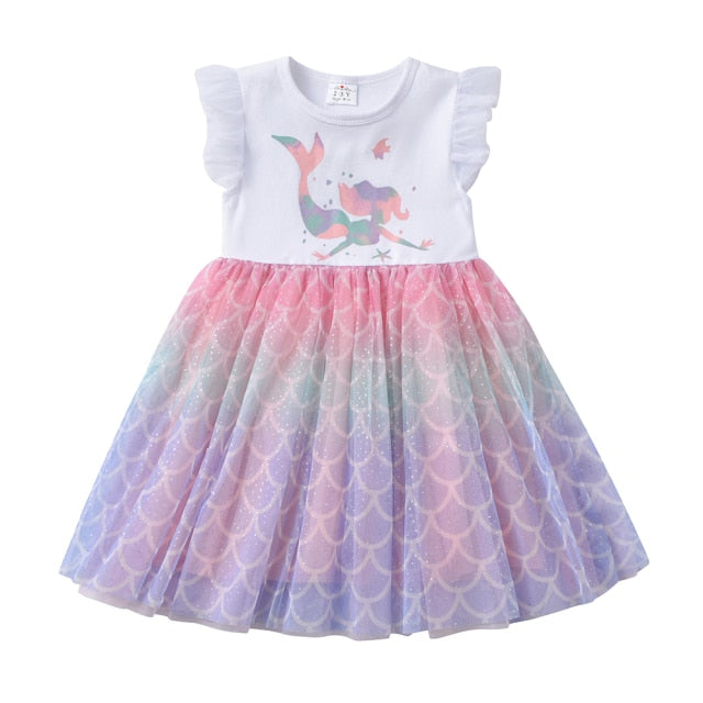 Girls Pink Mermaid Dress (Age 3Y-8Y)