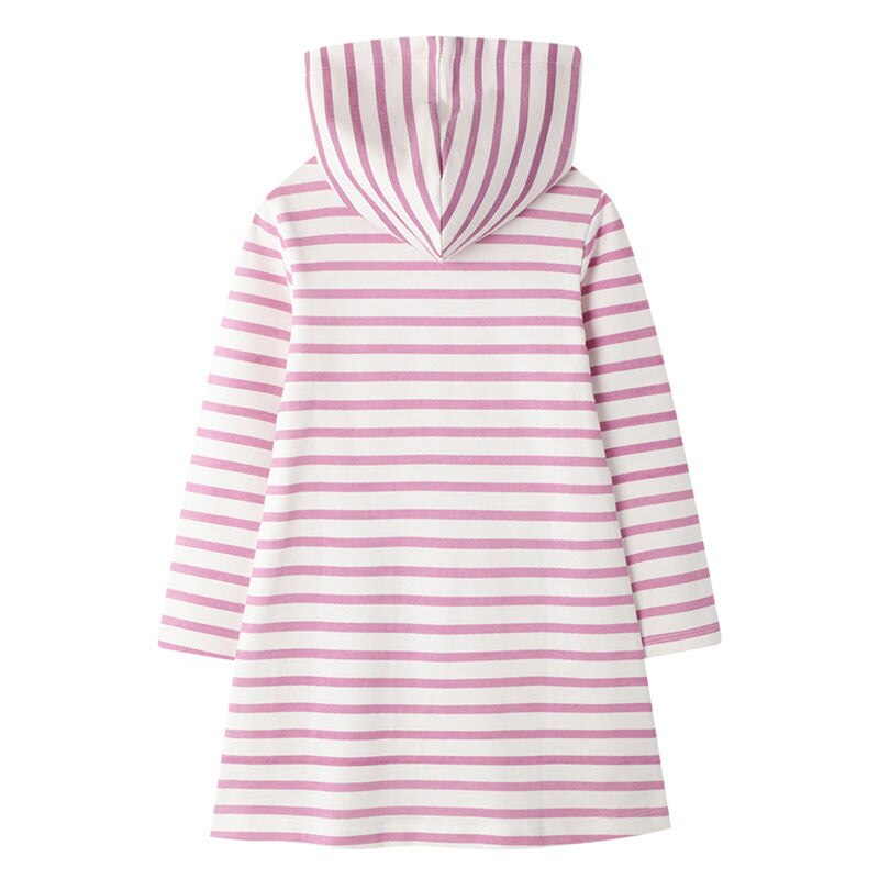 Girls Pink Stripe Strawberry Hooded Dress (Age 3Y-8Y)