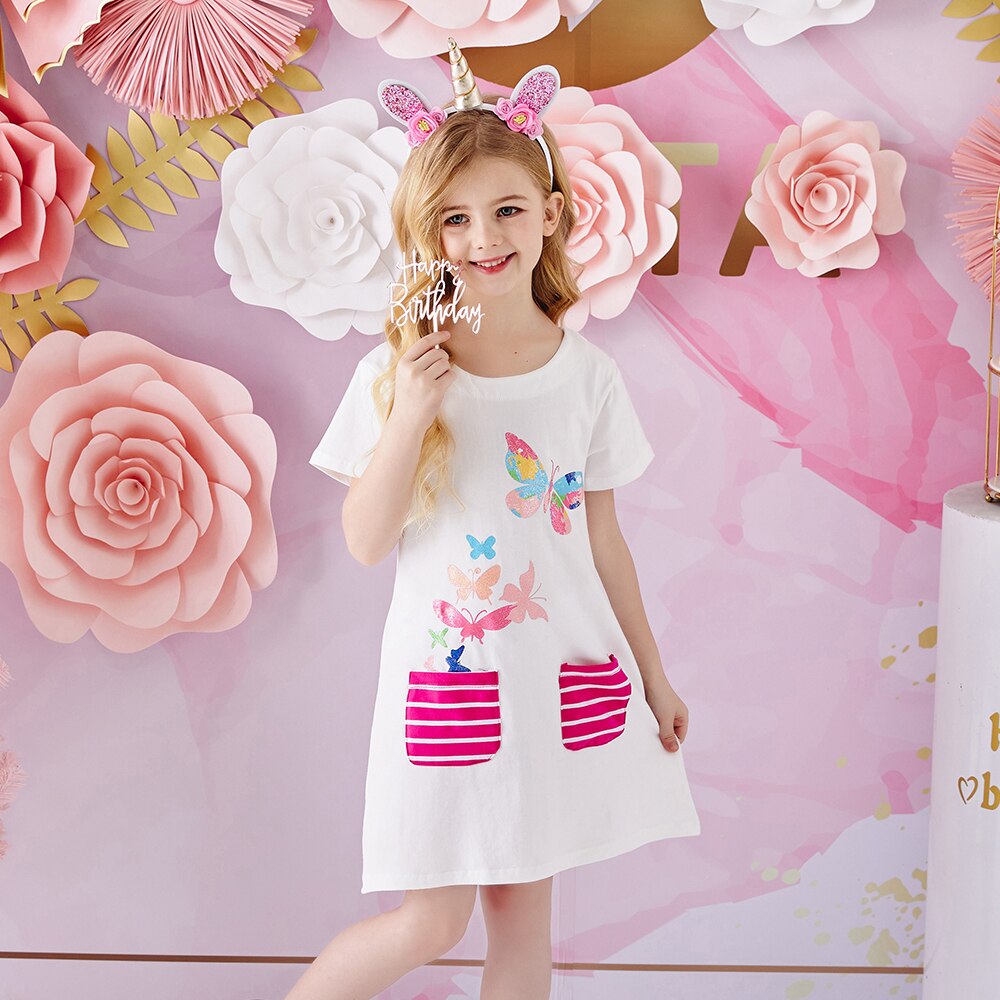 Girls White T-Shirt Dress (Age 3Y-8Y) White