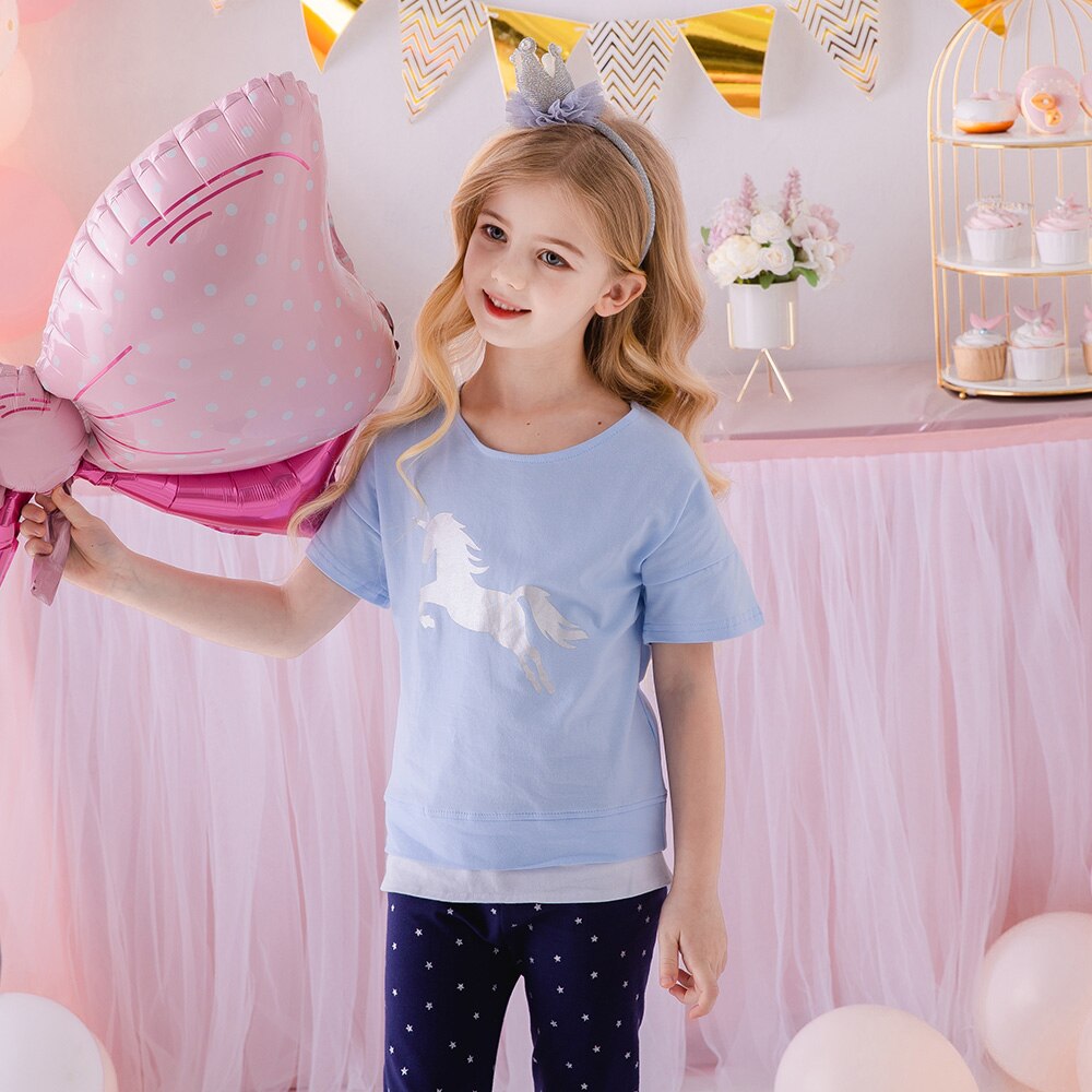 Girls Blue Unicorn T-Shirt (3Y-8Y)