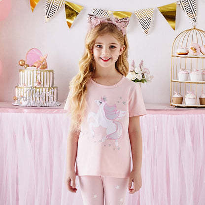 Girls Pink Unicorn T-Shirt (Age 3Y-8Y) Pink