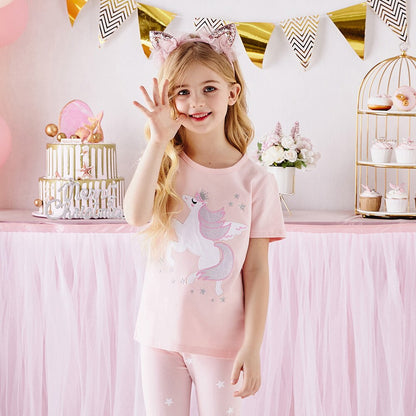 Girls Pink Unicorn T-Shirt (Age 3Y-8Y)