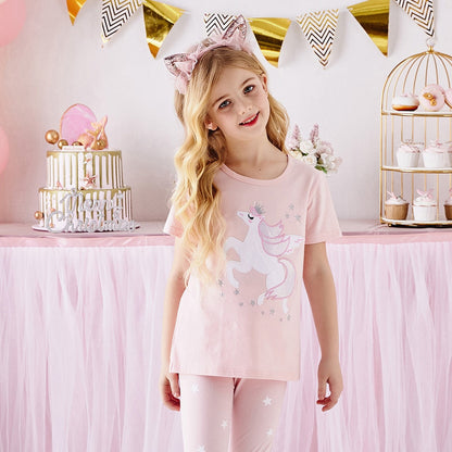 Girls Pink Unicorn T-Shirt (Age 3Y-8Y)