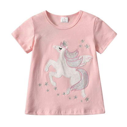 Girls Pink Unicorn T-Shirt (Age 3Y-8Y)