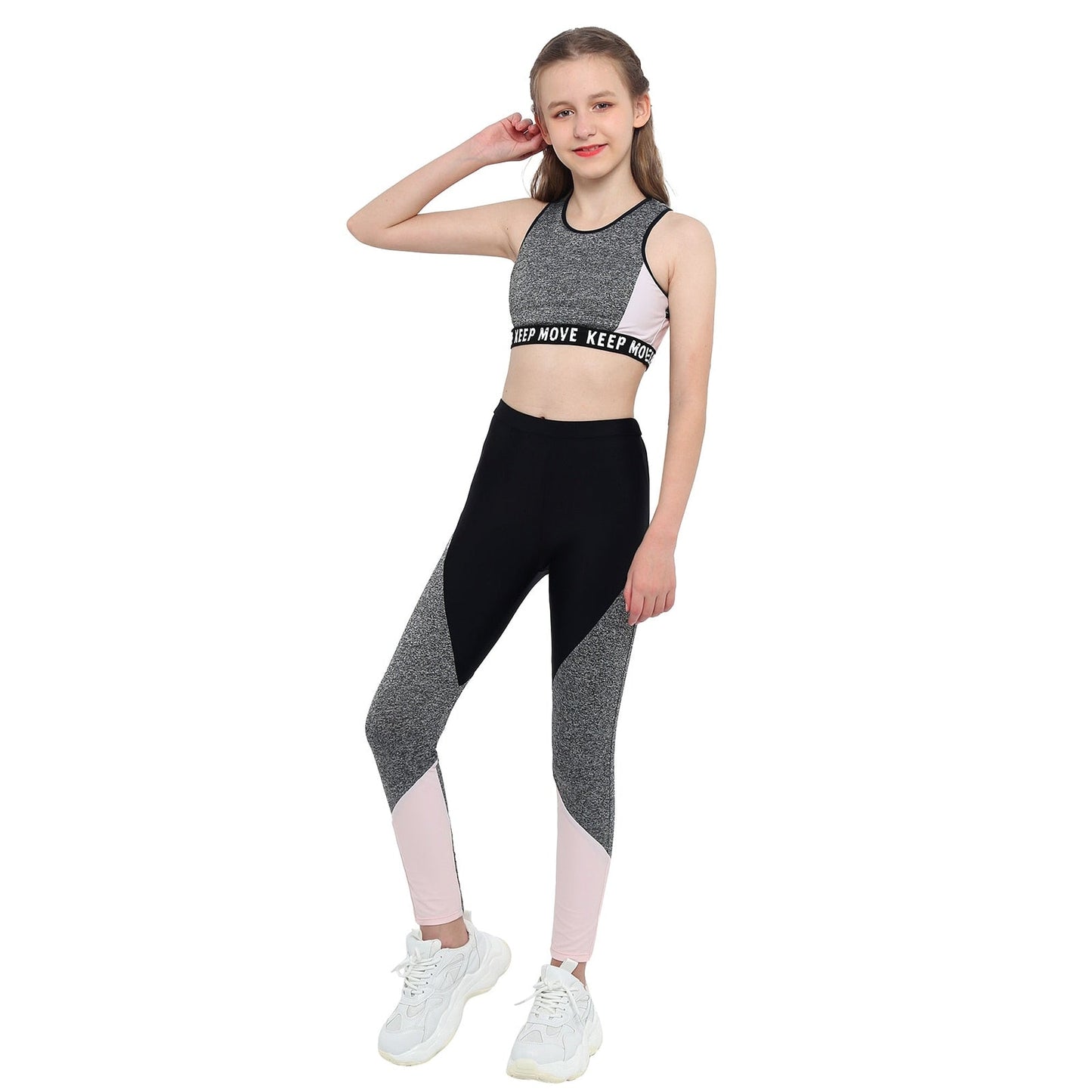 Girl Tank Top & Legging Set (Age 4-16yrs) Grey