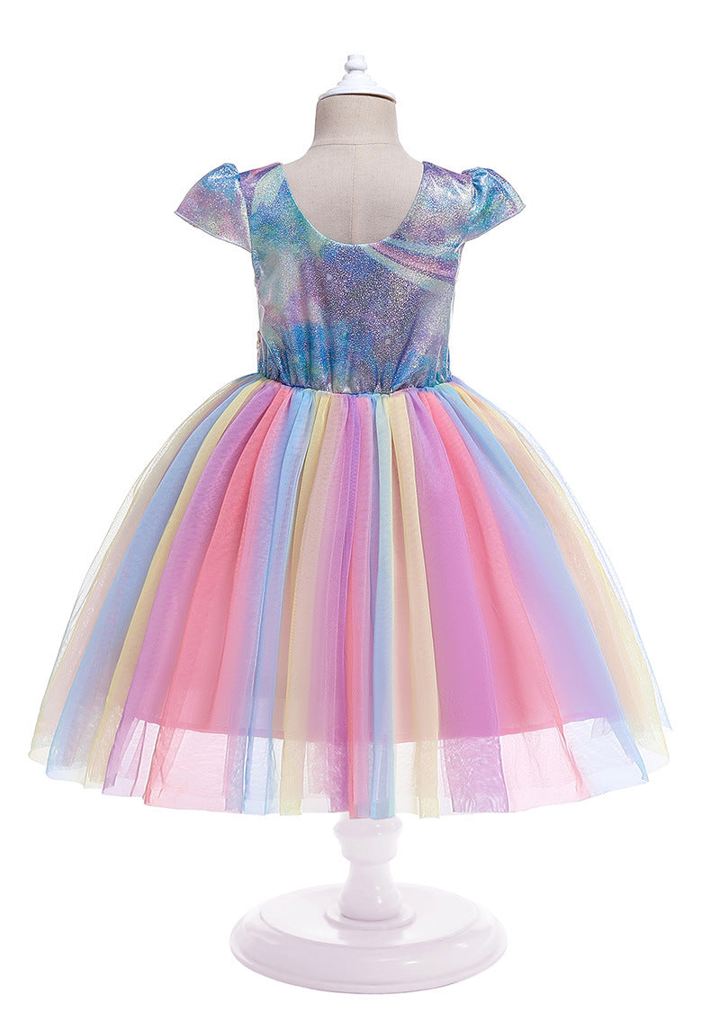 Girls Unicorn Sequin Bow Tulle Dress (Age 3-10YRS)