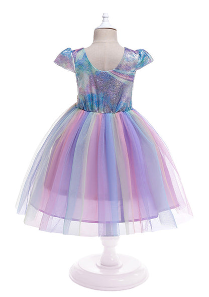 Girls Unicorn Sequin Bow Tulle Dress (Age 3-10YRS)