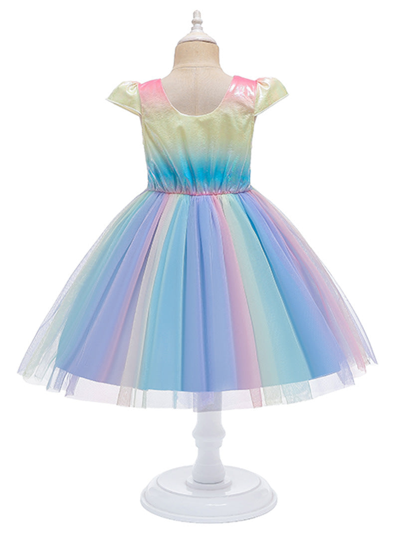 Girls Unicorn Sequin Bow Tulle Dress (Age 3-10YRS)