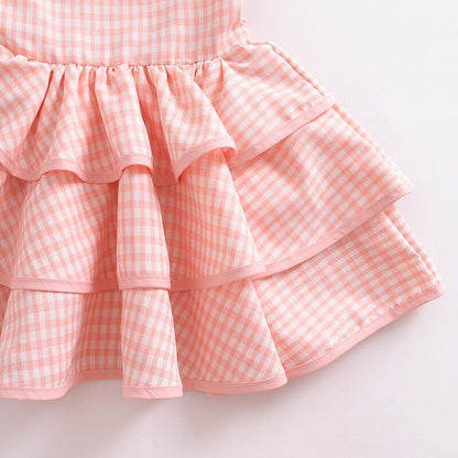 Girls Pink Checked Ruffle Summer Dress (Age 12M-5YRS)