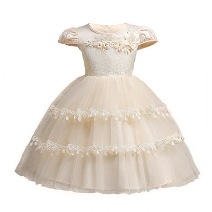 Girls Layered Tulle Dress (Age 12M-10YRS) Champagne