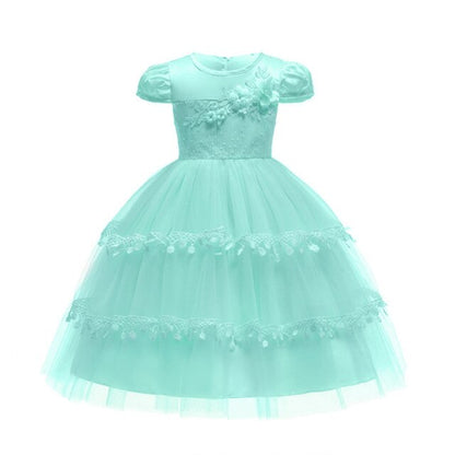 Girls Layered Tulle Dress (Age 12M-10YRS) Green