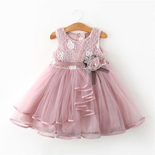 Girls Lace Sheer Ruffle Tulle Dress (Age 12M-5YRS)