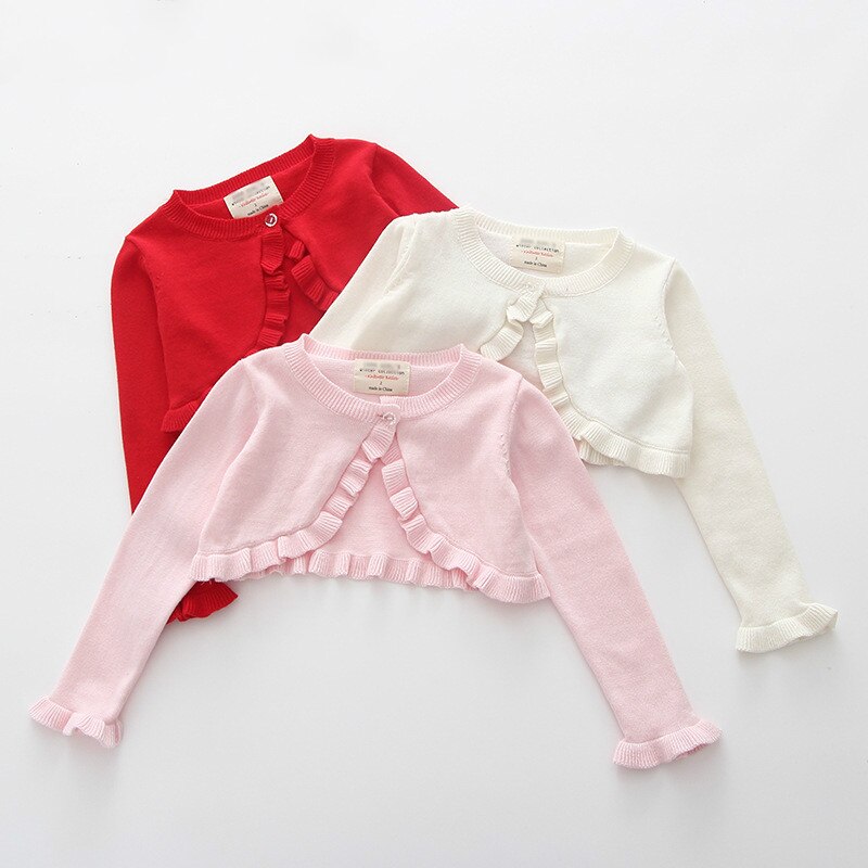 Girls Ruffle Cropped Cardigan (Age 12M-7YRS)