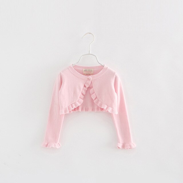 Girls Ruffle Cropped Cardigan (Age 12M-7YRS) Pink