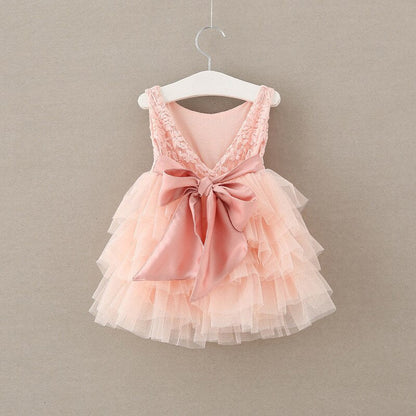 Girls Pink Lace Layered Tulle Dress (Age 24M-6YRS)