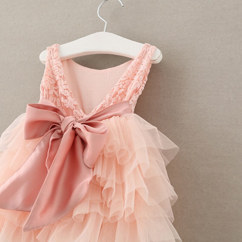 Girls Pink Lace Layered Tulle Dress (Age 24M-6YRS)