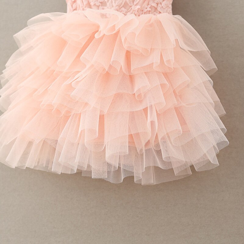 Girls Pink Lace Layered Tulle Dress (Age 24M-6YRS)