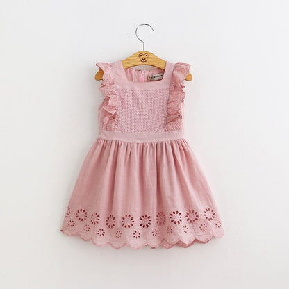 Girls Pink Ruffle Sleeve Dress (Age 24M-6YRS) Pink