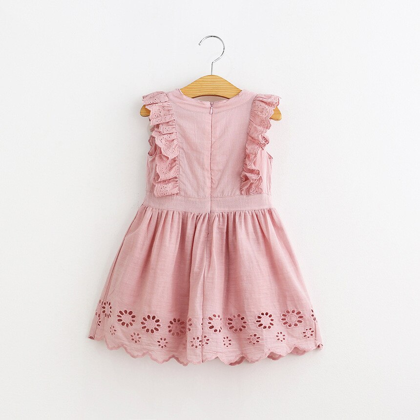 Girls Pink Ruffle Sleeve Dress (Age 24M-6YRS)