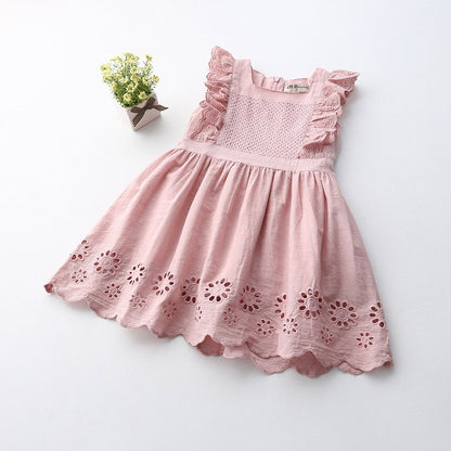 Girls Pink Ruffle Sleeve Dress (Age 24M-6YRS)