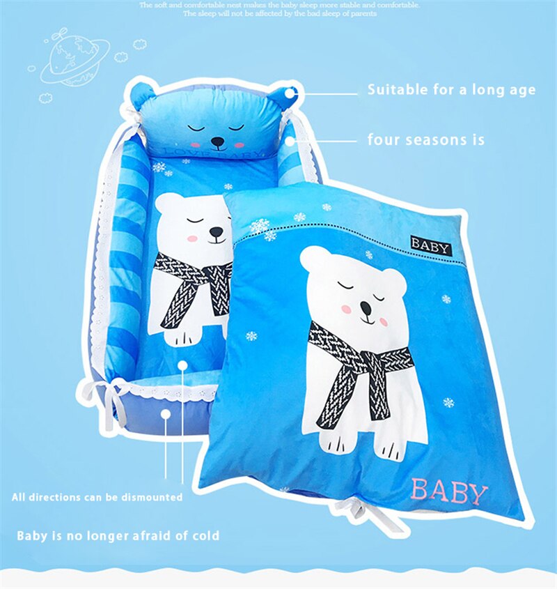 Baby Portable Crib Travel Bed - With Pillow