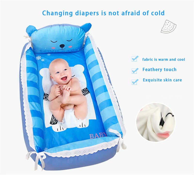 Baby Portable Crib Travel Bed - With Pillow