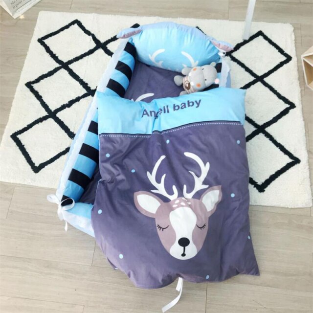 Baby Portable Crib Travel Bed - With Pillow Multi 6