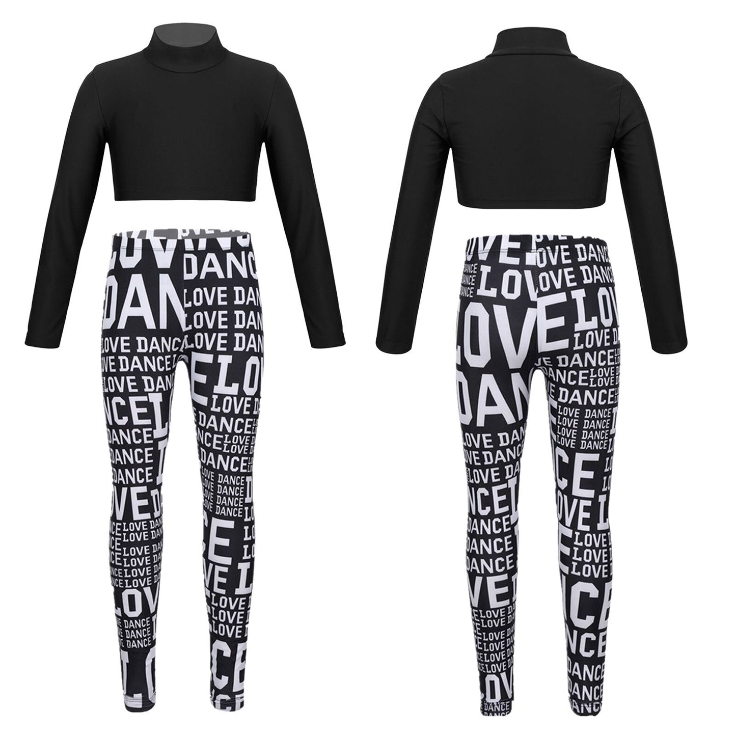 Girls Long Sleeve Crop Top & Printed Leggings Set (Age 6-14YRS)