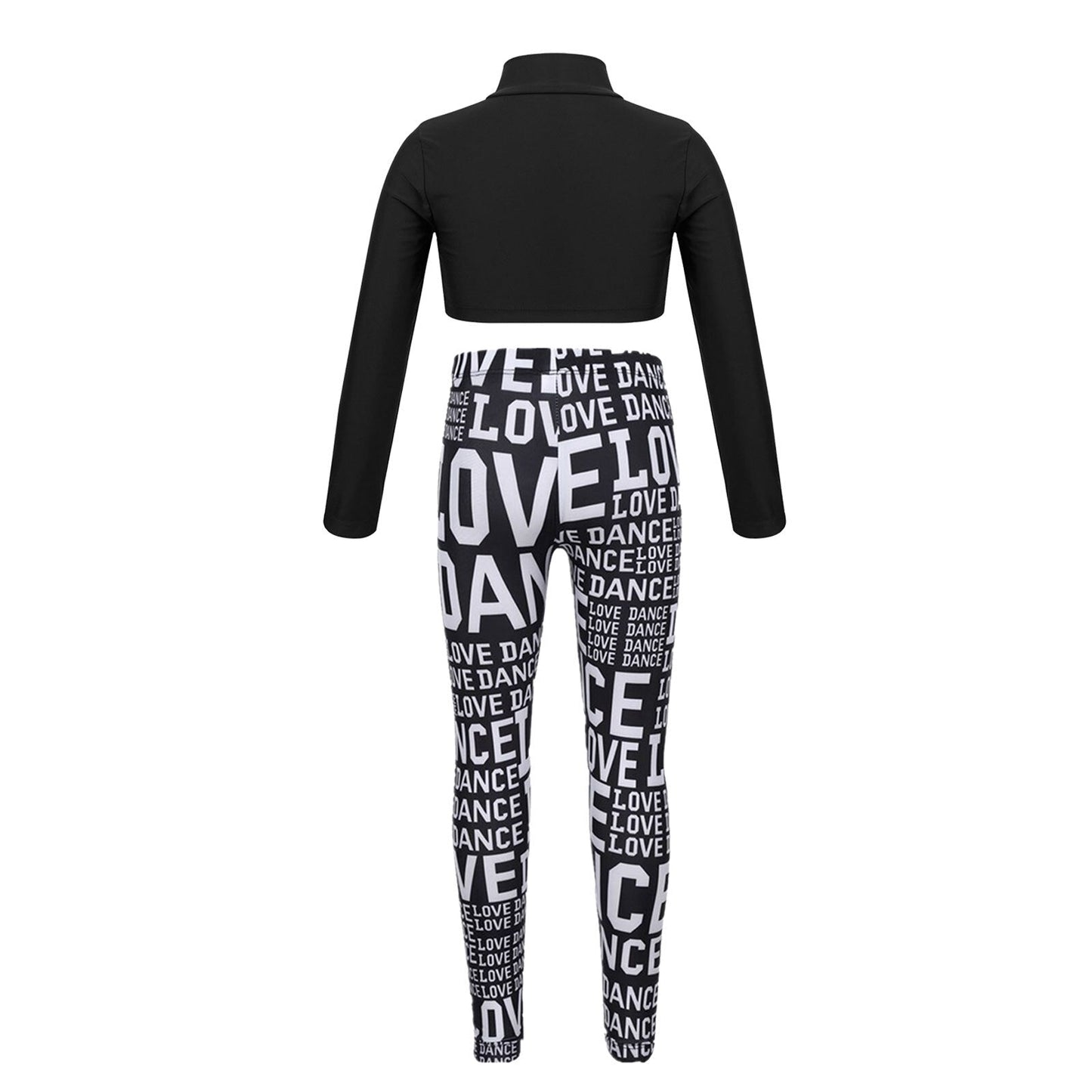 Girls Long Sleeve Crop Top & Printed Leggings Set (Age 6-14YRS)