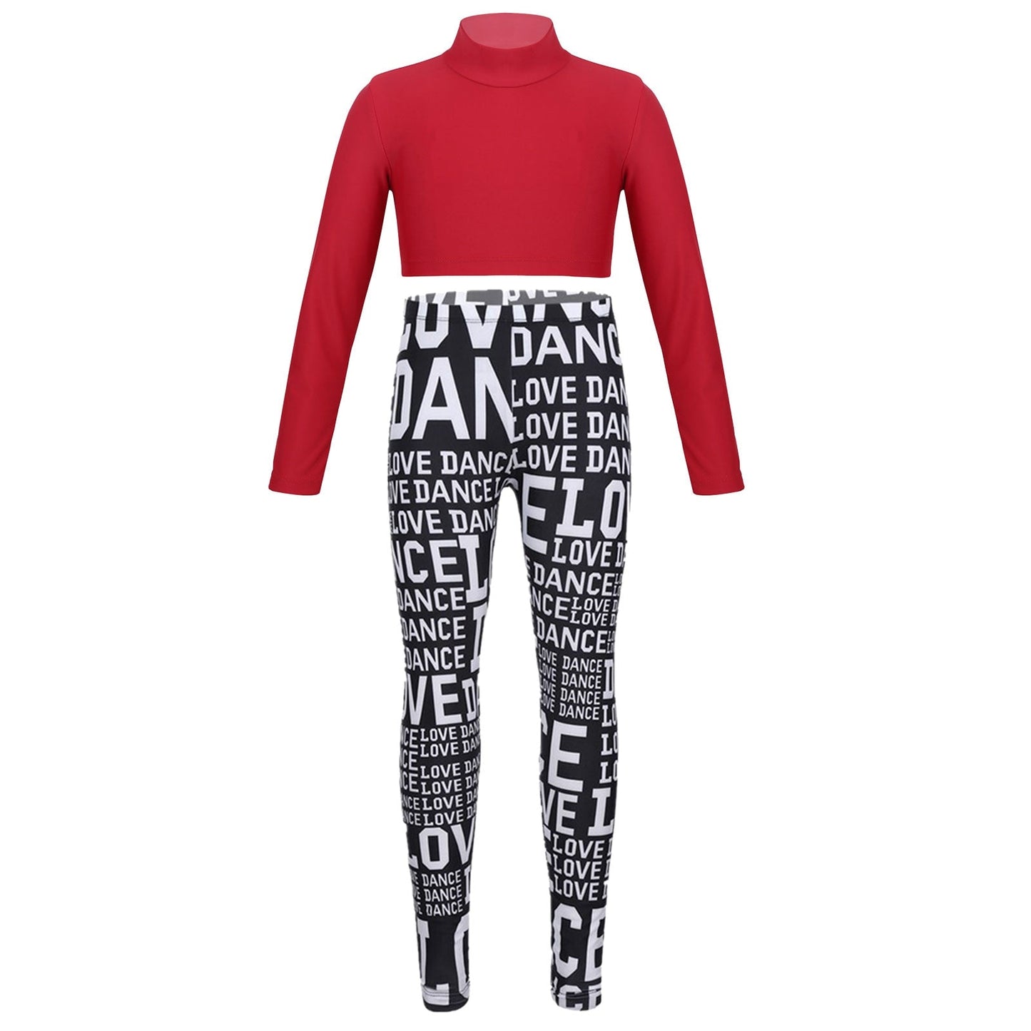 Girls Long Sleeve Crop Top & Printed Leggings Set (Age 6-14YRS)