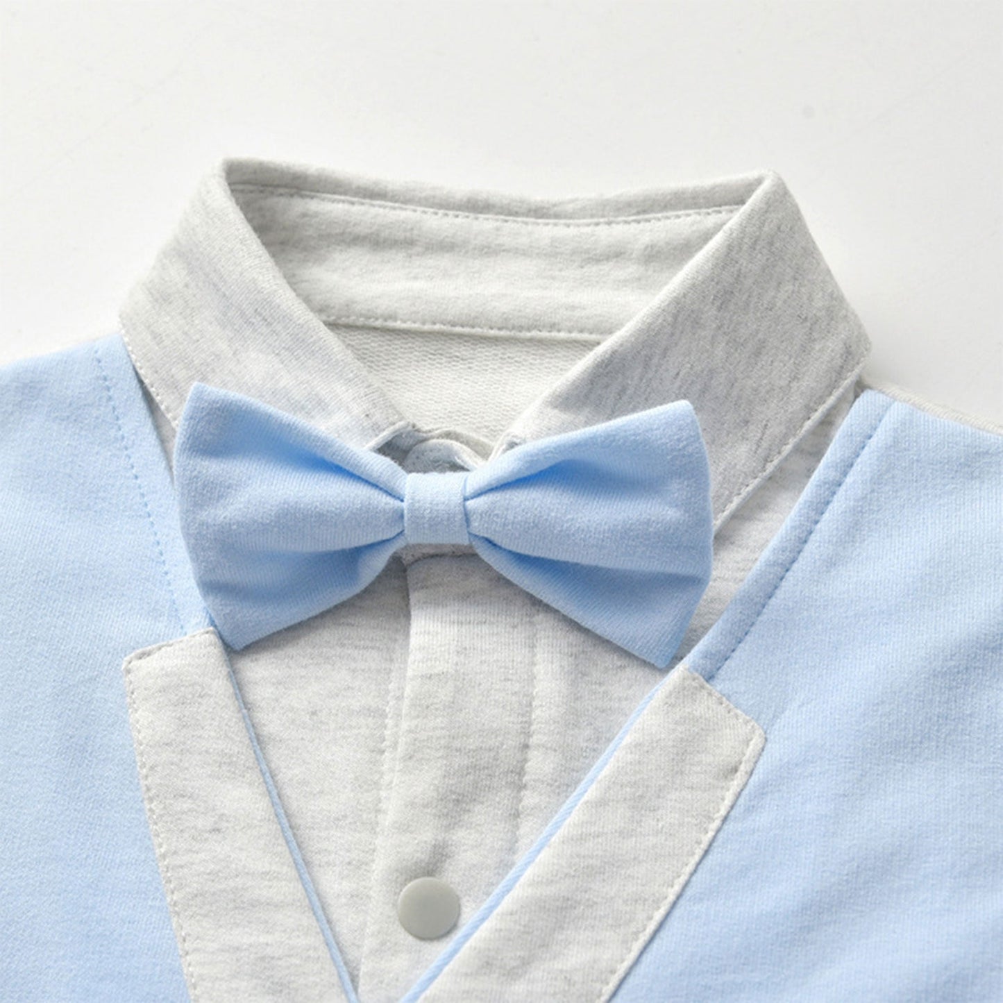 Baby Boys Grey & Blue Dickie Bow Jumpsuit (Age Newborn-12M)