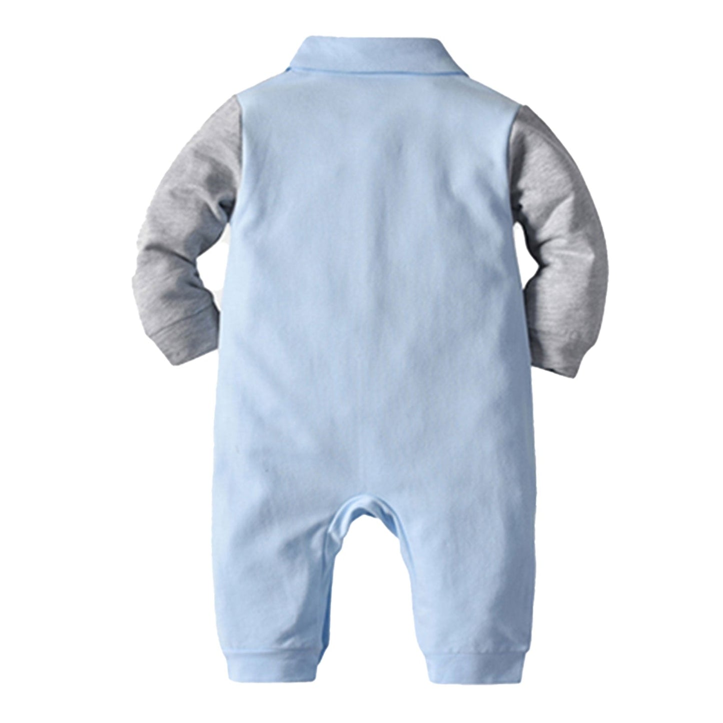 Baby Boys Grey & Blue Dickie Bow Jumpsuit (Age Newborn-12M)