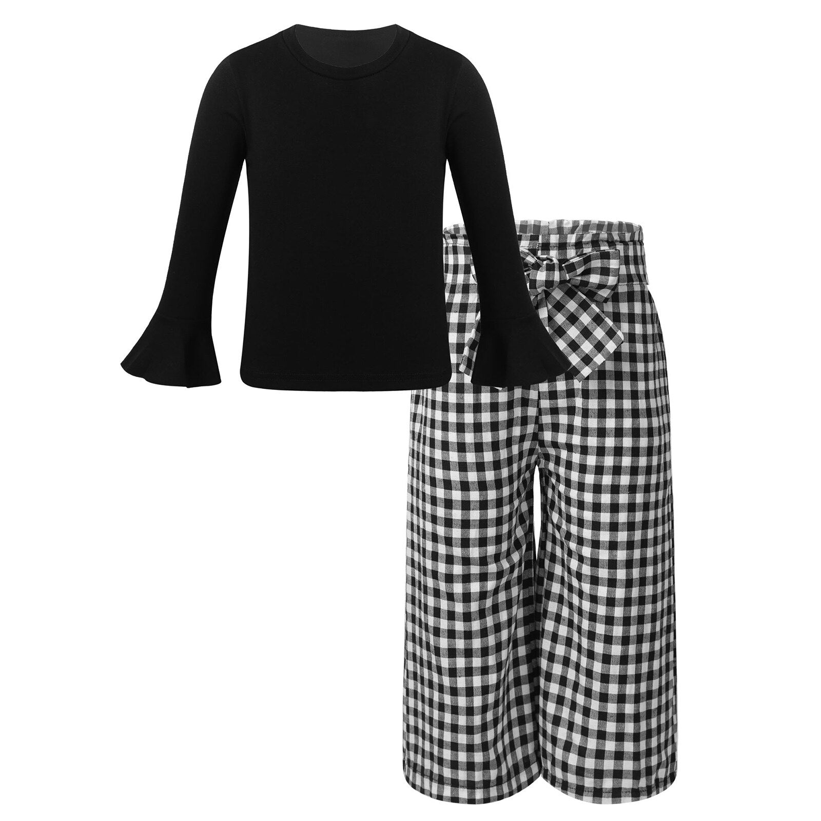 Girls Black Top & Wide Leg Trousers Set (Age 3-14YRS)