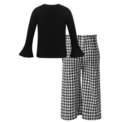 Girls Black Top & Wide Leg Trousers Set (Age 3-14YRS)