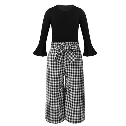 Girls Black Top & Wide Leg Trousers Set (Age 3-14YRS)