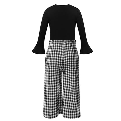 Girls Black Top & Wide Leg Trousers Set (Age 3-14YRS)