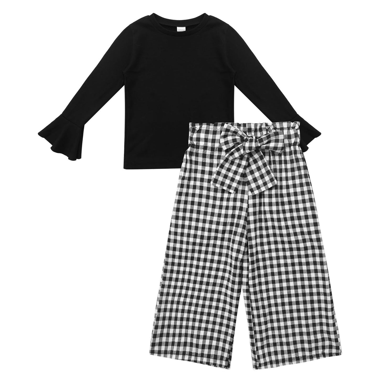 Girls Black Top & Wide Leg Trousers Set (Age 3-14YRS)