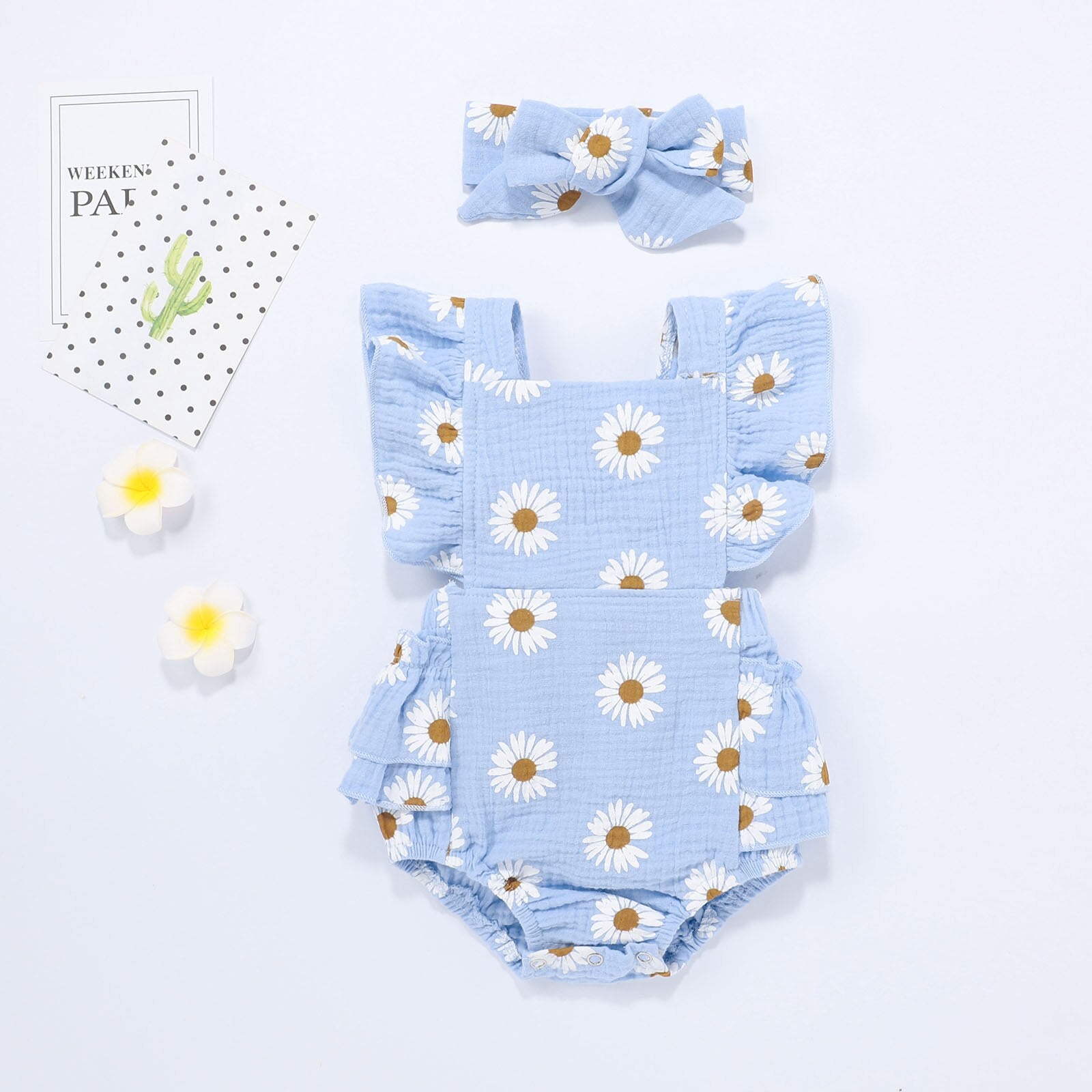 Baby Girls Daisy Romper & Headband (Age 6m-24m)