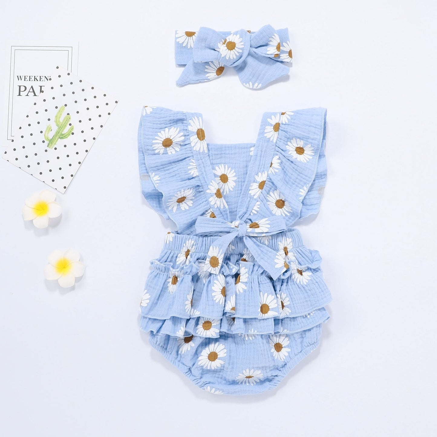 Baby Girls Daisy Romper & Headband (Age 6m-24m)