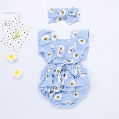 Baby Girls Daisy Romper & Headband (Age 6m-24m)